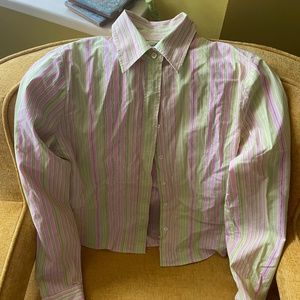 Vintage Benneton Pink and Green Blouse, Medium